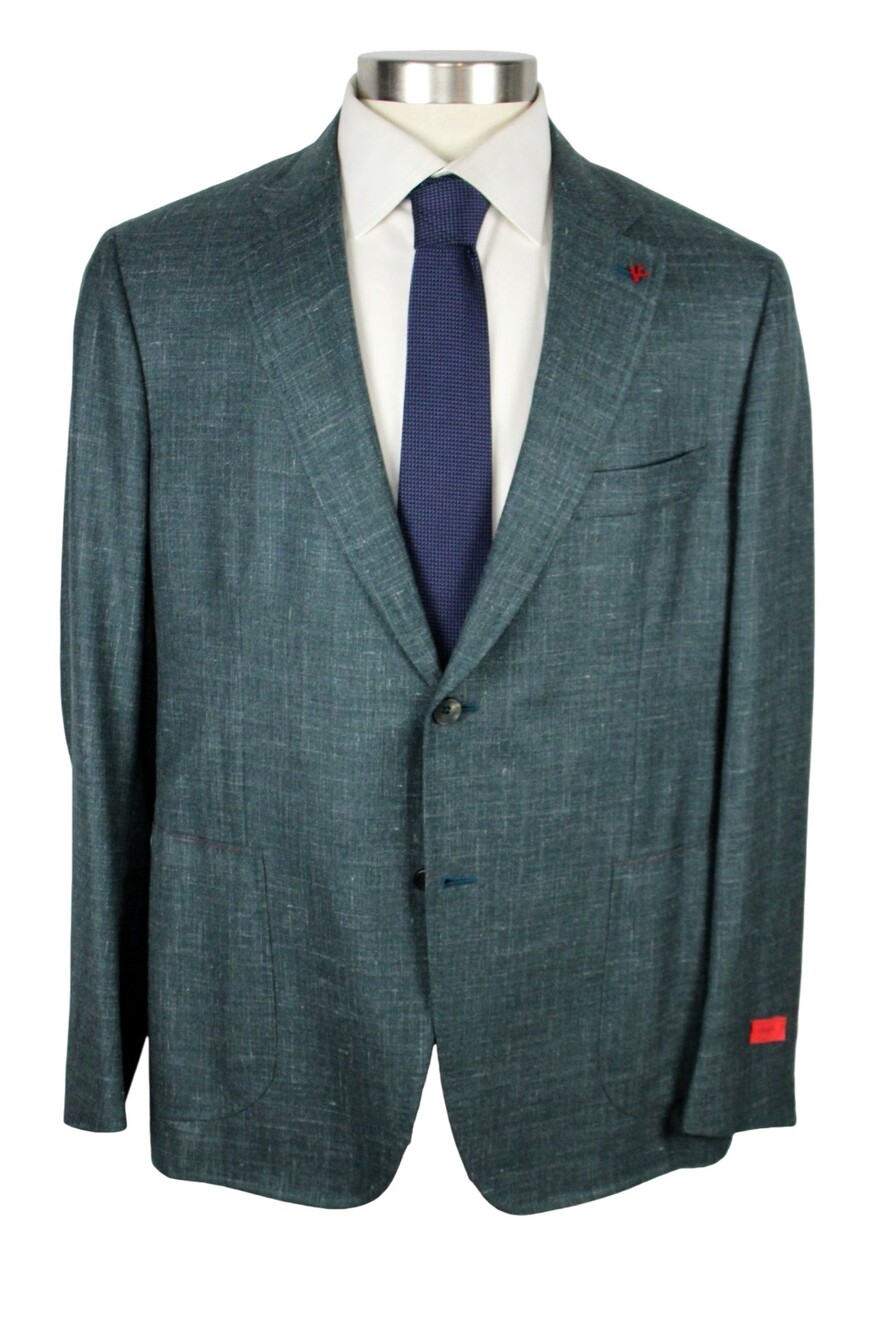 $5500 Isaia Capri Sport Coat 46 R (56 EU) Mens Slim Fit Green Wool Cashmere Silk